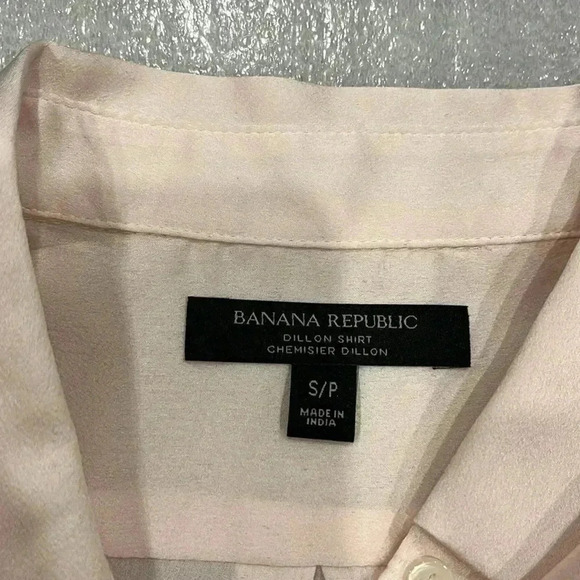 [S] BANANA REPUBLIC Dillon Shirt Pink Button Front Blouse  L/S bell tie sleeves - Picture 8 of 8
